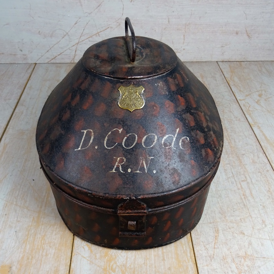 Antique Royal Navy Toleware Hat Box